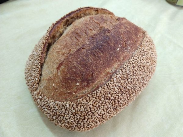 Pão de 3 gergelins (Pasta de gergelim, óleo de gergelim tostado e crosta de gergelim) (450 gramas)