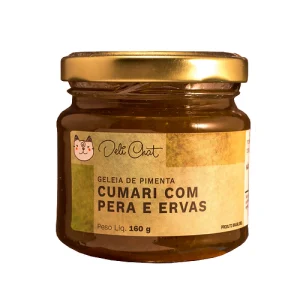 Geléia de pimenta cumari com pera e ervas da Deli Chat - 160 gramas