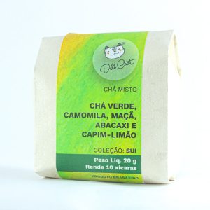 Chá misto de chá verde, abacaxi, maçã e capim limão da Deli Chat – 20g